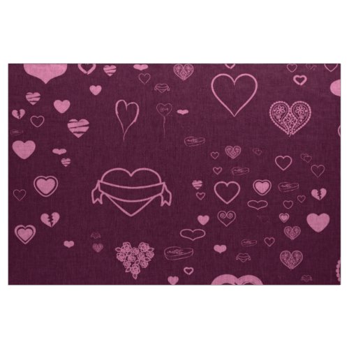 Cute Heart Modern Pink Purple Fabric