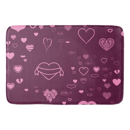 Cute Heart Modern Pink Purple Pattern Bath Mat