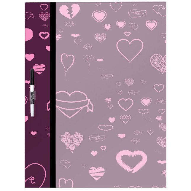 Cute Heart Modern Pink Purple Pattern Dry-Erase Board (Front)