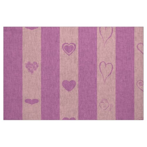 Cute Heart Modern Pink Purple Stripe Fabric