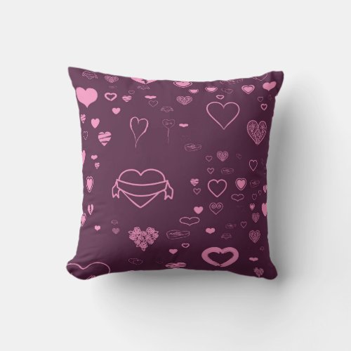 Cute Heart Modern Pink Purple Throw Pillow