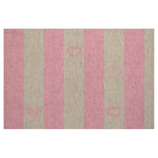 Cute Heart Modern Pink Stripe Fabric