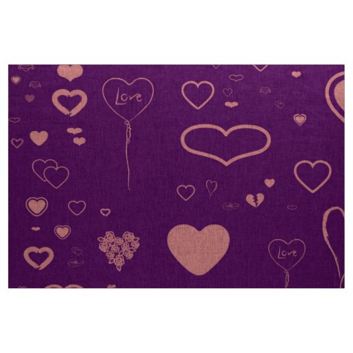 Cute Heart Modern Purple Fabric