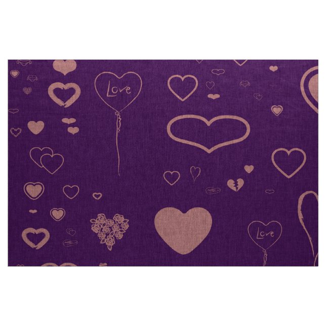 Cute Heart Modern Purple Fabric (Yard)