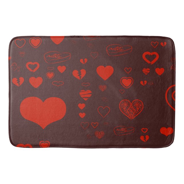 Cute Heart Modern Red Pattern Bath Mat (Front)