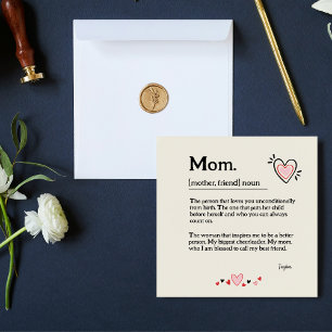 Cute Heart Mom Dictionary Mother's Day Thank You Card