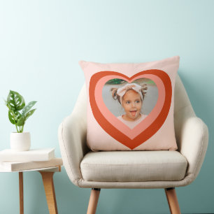 Cute Heart Mother's Day Custom Photo Throw Pillow