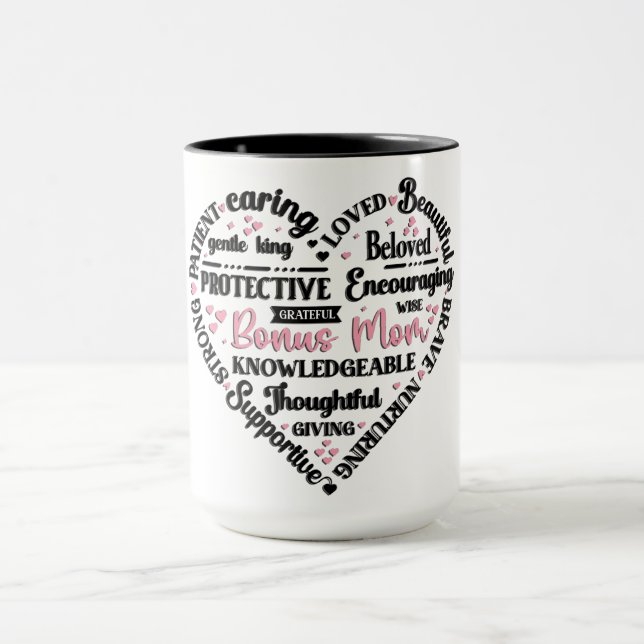 Cute Heart Mug/Bonus Mom Mug (Center)