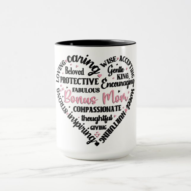Cute Heart Mug/Bonus Mom Mug (Center)