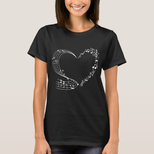 Cute Heart Music Note Women Girls Musicians T_Shirt