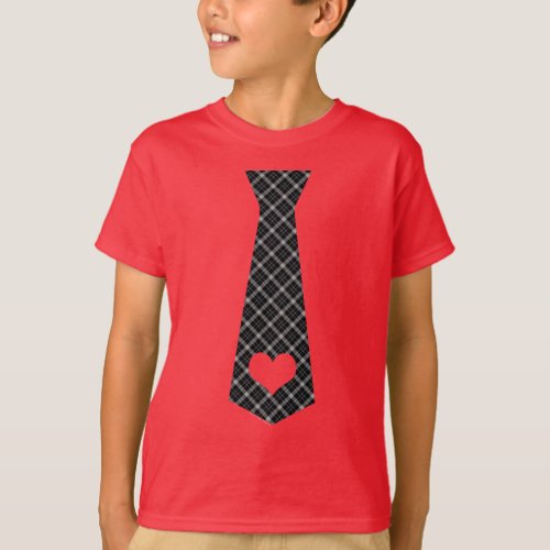 Cute Heart Necktie Business Love Boys Valentine T_Shirt