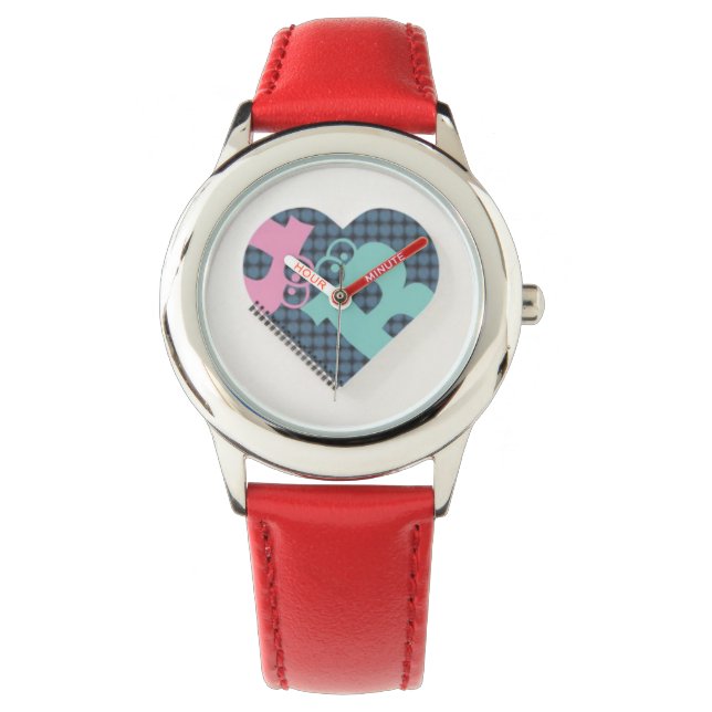 Cute Heart Notebook Color Blue Pink MODERN eWatch  Watch (Front)