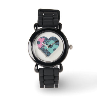 Cute Heart Notebook silverglitter Blue PinkMODERN  Watch
