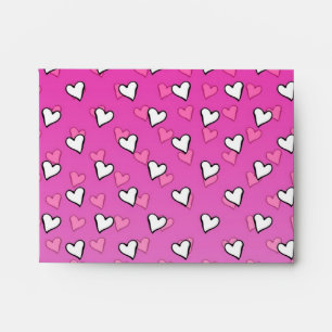 Cute Heart Pattern in Shades of Pink and White Envelope
