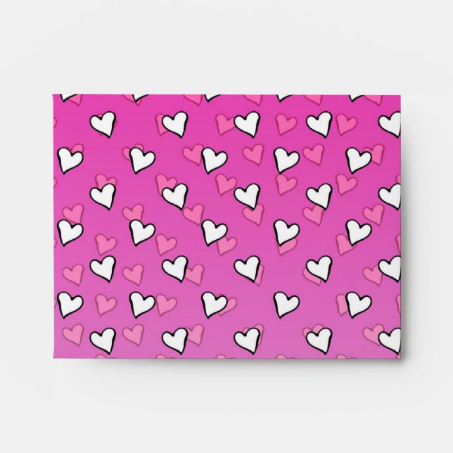 Cute Heart Pattern in Shades of Pink and White Envelope (Front)