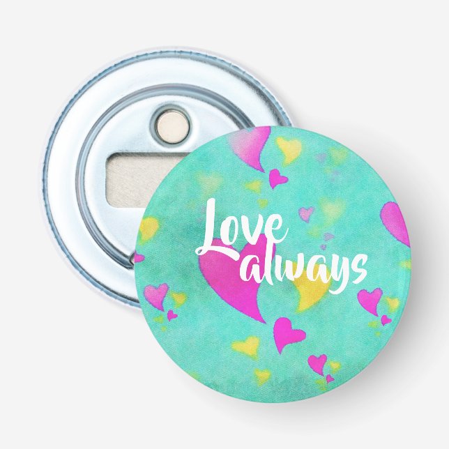 Cute Heart Pattern Love Always Valentine Bottle Opener (Front)