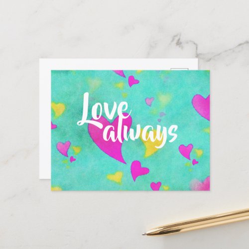 Cute Heart Pattern Love Always Valentine Postcard