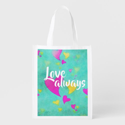 Cute Heart Pattern Love Always Your Name Valentine Grocery Bag