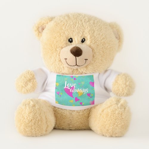 Cute Heart Pattern Love Always Your Name Valentine Teddy Bear