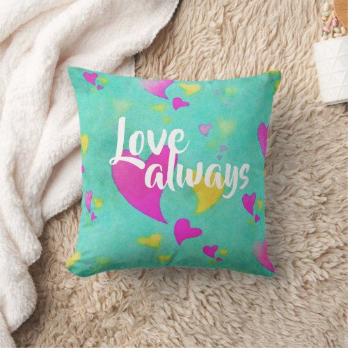 Cute Heart Pattern Love Always Your Name Valentine Throw Pillow