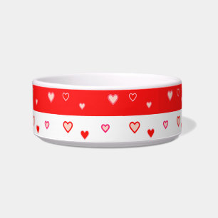 Cute Heart Pattern on Red and White Bowl