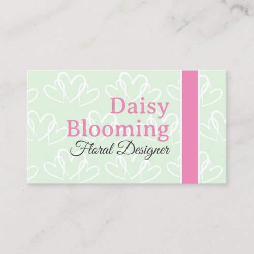 Cute Heart Pattern Pastel Pink Blush Green Florist Business Card