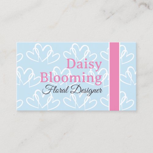Cute Heart Pattern Pastel Pink Light Blue Florist Business Card