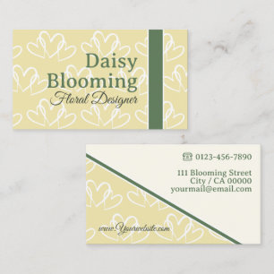 Cute Heart Pattern Pastel Yellow Green Florist Business Card