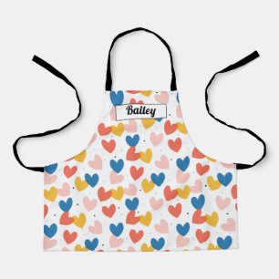 Cute Heart Pattern Personalized Name Apron