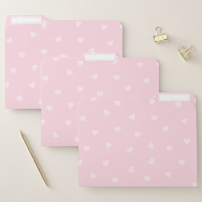 Cute Heart Pattern Pink File Folders (Set)