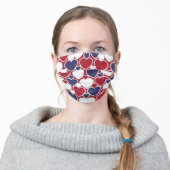 Cute Heart Pattern Red White Blue Cloth Adult Cloth Face Mask (Worn)