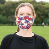 Cute Heart Pattern Red White Blue Cloth Adult Cloth Face Mask (Outside)