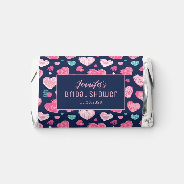 Cute Heart Pattern Sweet Love Bridal Shower Hershey's Miniatures (Front)