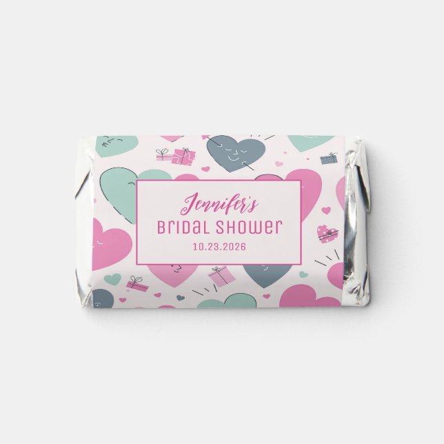 Cute Heart Pattern Sweet Love Bridal Shower Hershey's Miniatures (Front)