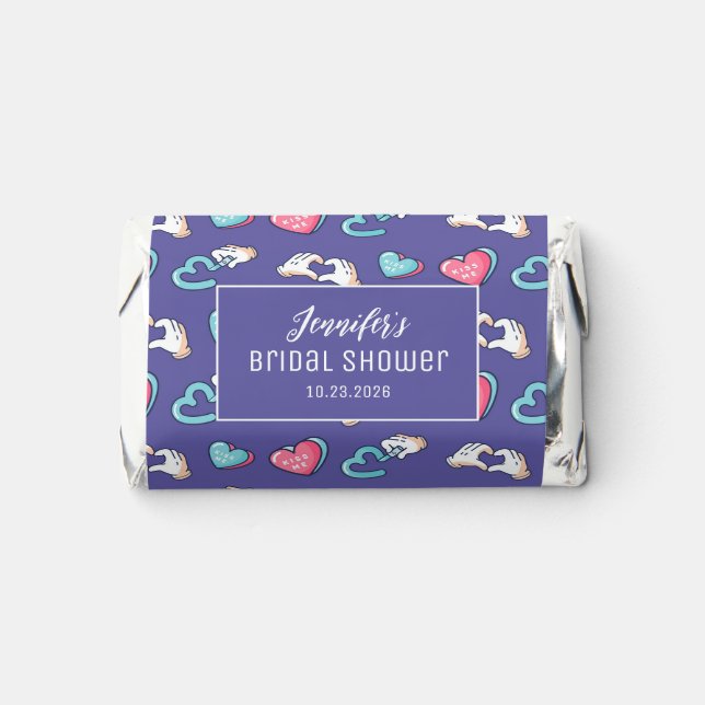 Cute Heart Pattern Sweet Love Bridal Shower Purple Hershey's Miniatures (Front)
