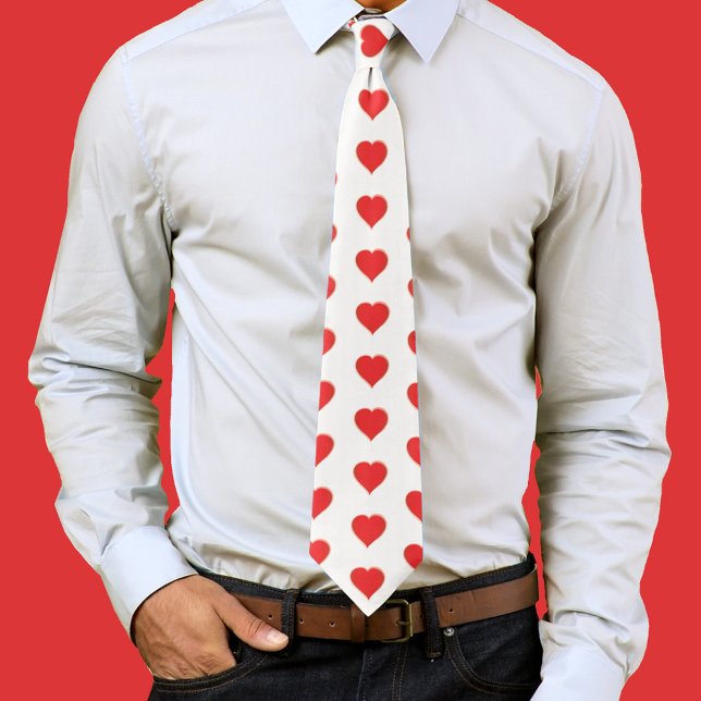 Cute Heart Pattern Valentine's Day For Him Neck Tie (Red heart pattern mens neck tie)