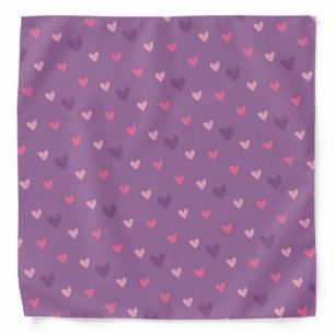 Cute Heart Pattern Violet Bandana