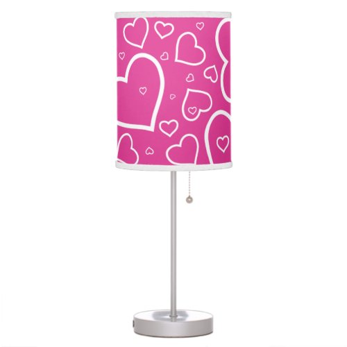 Cute Heart Patterned Lamp  Hot Pink