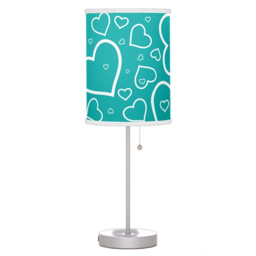 Cute Heart Patterned Lamp  Teal