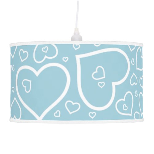 Cute Heart Patterned Pendant Lamp  Baby Blue