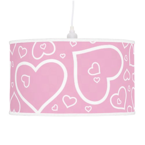Cute Heart Patterned Pendant Lamp  Baby Pink