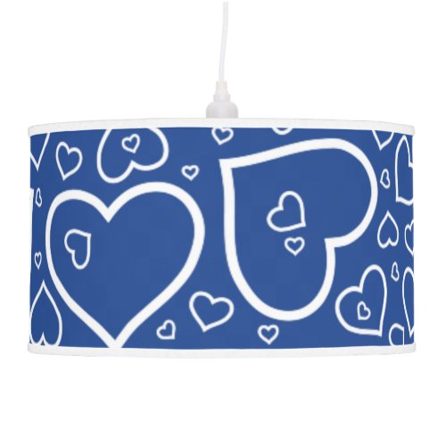 Cute Heart Patterned Pendant Lamp  Blue