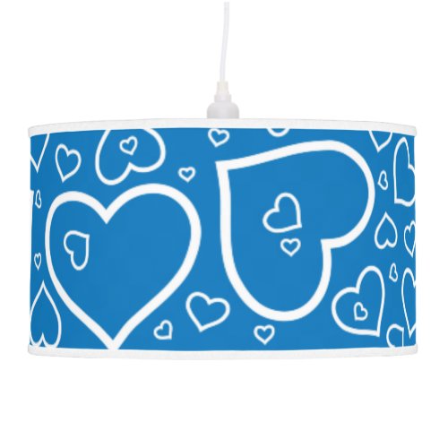 Cute Heart Patterned Pendant Lamp  Bright Blue