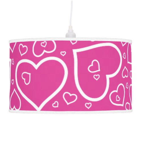 Cute Heart Patterned Pendant Lamp  Hot Pink