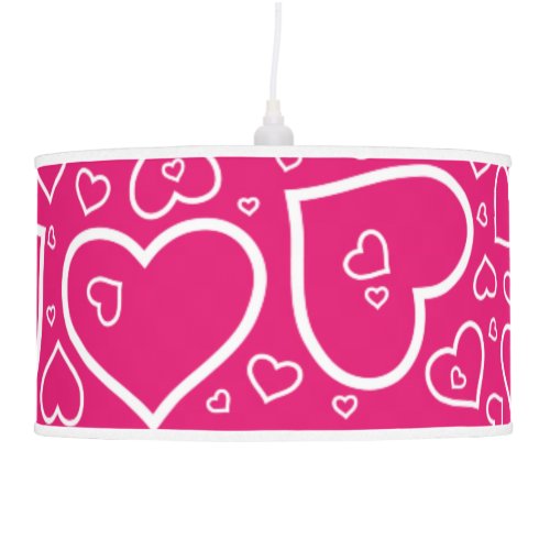 Cute Heart Patterned Pendant Lamp  Magenta