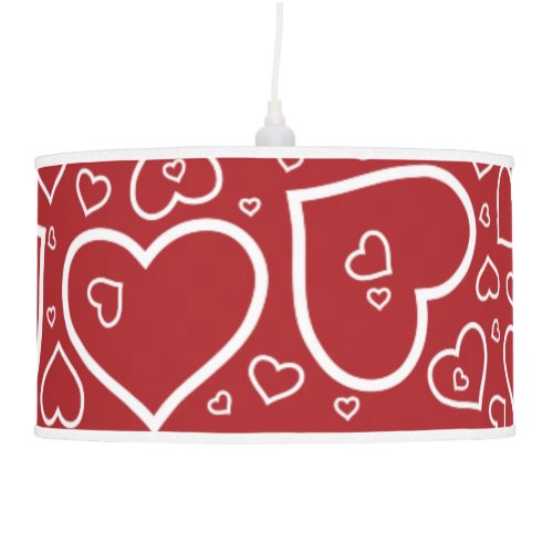 Cute Heart Patterned Pendant Lamp  Red