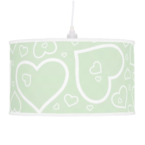 Cute Heart Patterned Pendant Lamp  Soft Green