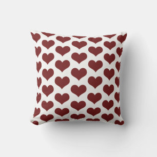 Cute Heart Patterns Valentine's Burgundy Red White Outdoor Pillow