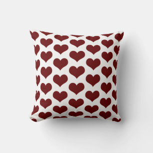 Cute Heart Patterns Valentine's Burgundy Red White Throw Pillow