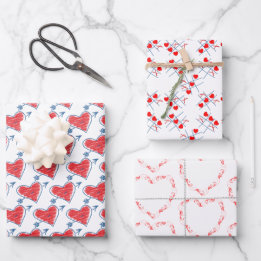 Cute Heart Patterns Valentine's Day Occasion Wrapping Paper Sheets